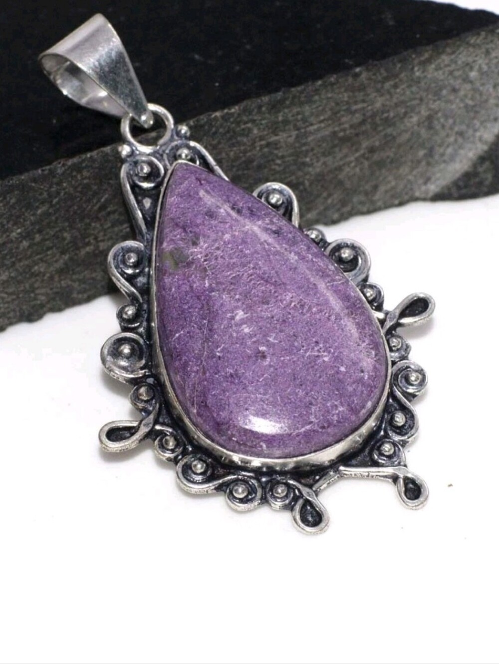 Purpurite Gemstone Jewelry 925 Sterling Silver Handmade Pendant Necklace